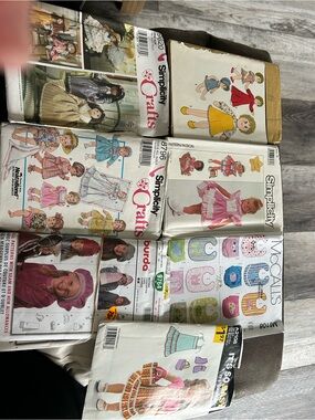 4/$50 Simplicity Girl Doll Outfit Pattern with Pink and Yellow Stripes